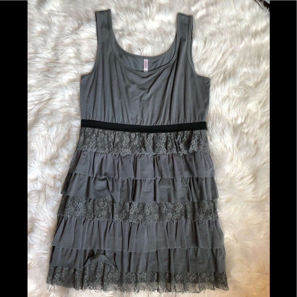 Gray ruffle dress